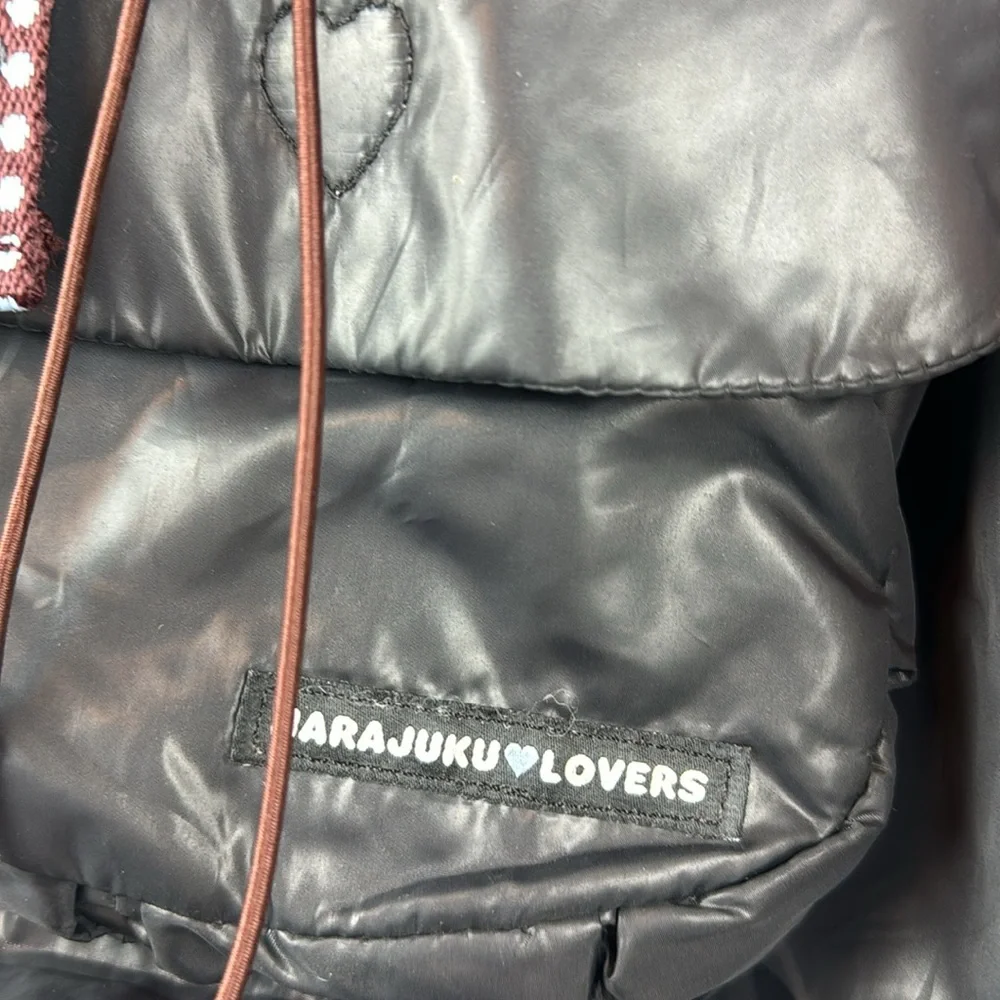Harajuku lovers black nylon puffer backpack y2K polka dot - Picture 3 of 7